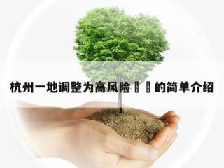 杭州一地调整为高风险㊙️的简单介绍